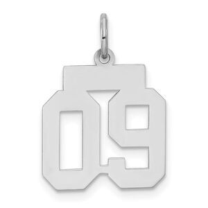 Sterling Silver, Athletic Collection, Small Polished Number 09 Pendant